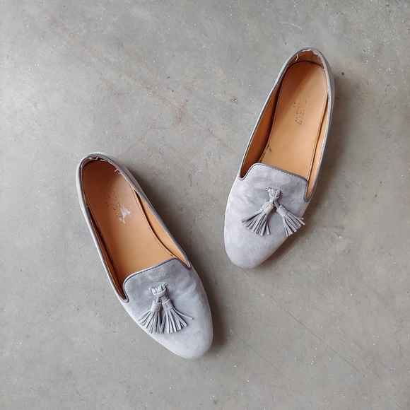 J. Crew Shoes - J. Crew Factory Gray Cora Suede Tassel Loafers 7
